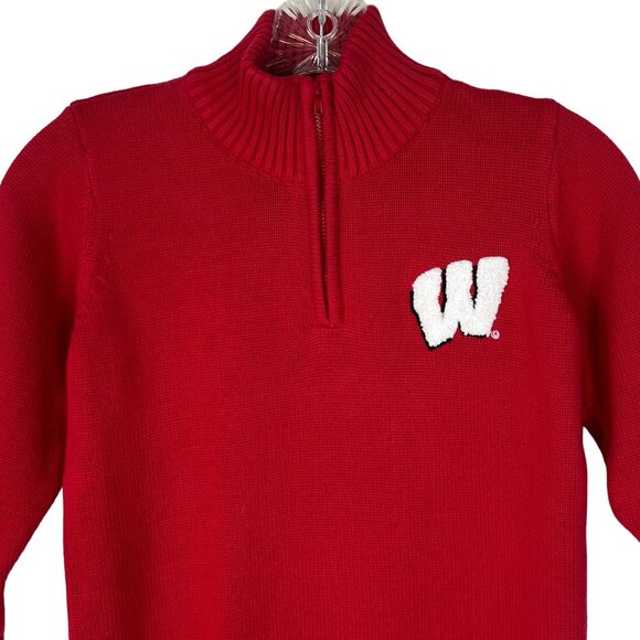 Alma Mater Wisconsin Badgers Sweater Kids Youth Large Red New 1/4 Zip NCAA - Picture 3 of 13